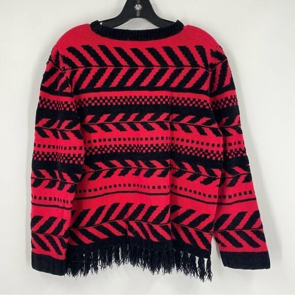 Women’s Round Neck Red and Black Geometric Print Sweater size L - Picture 3 of 3